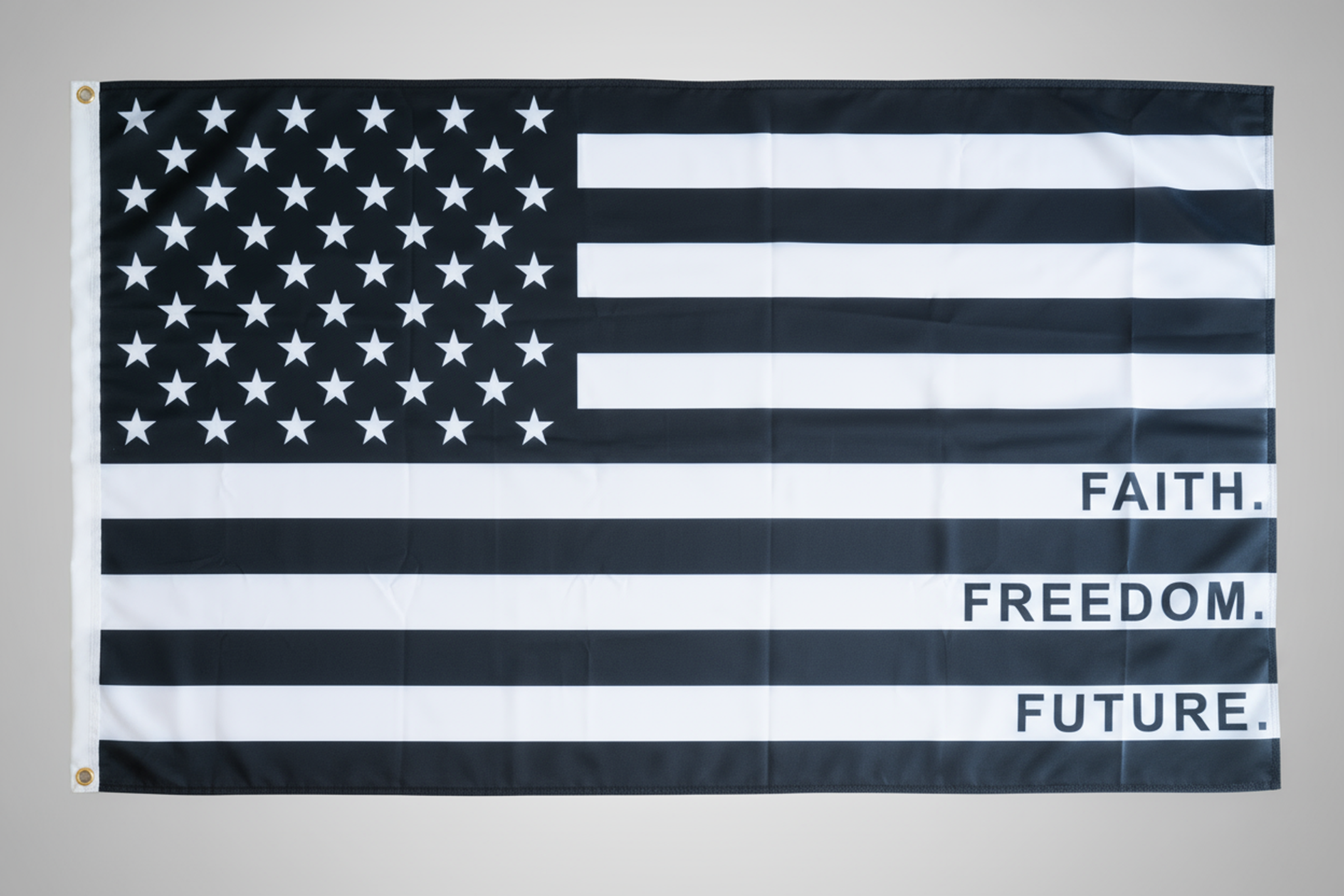 Black American Flag — Faith. Freedom. Future. Edition