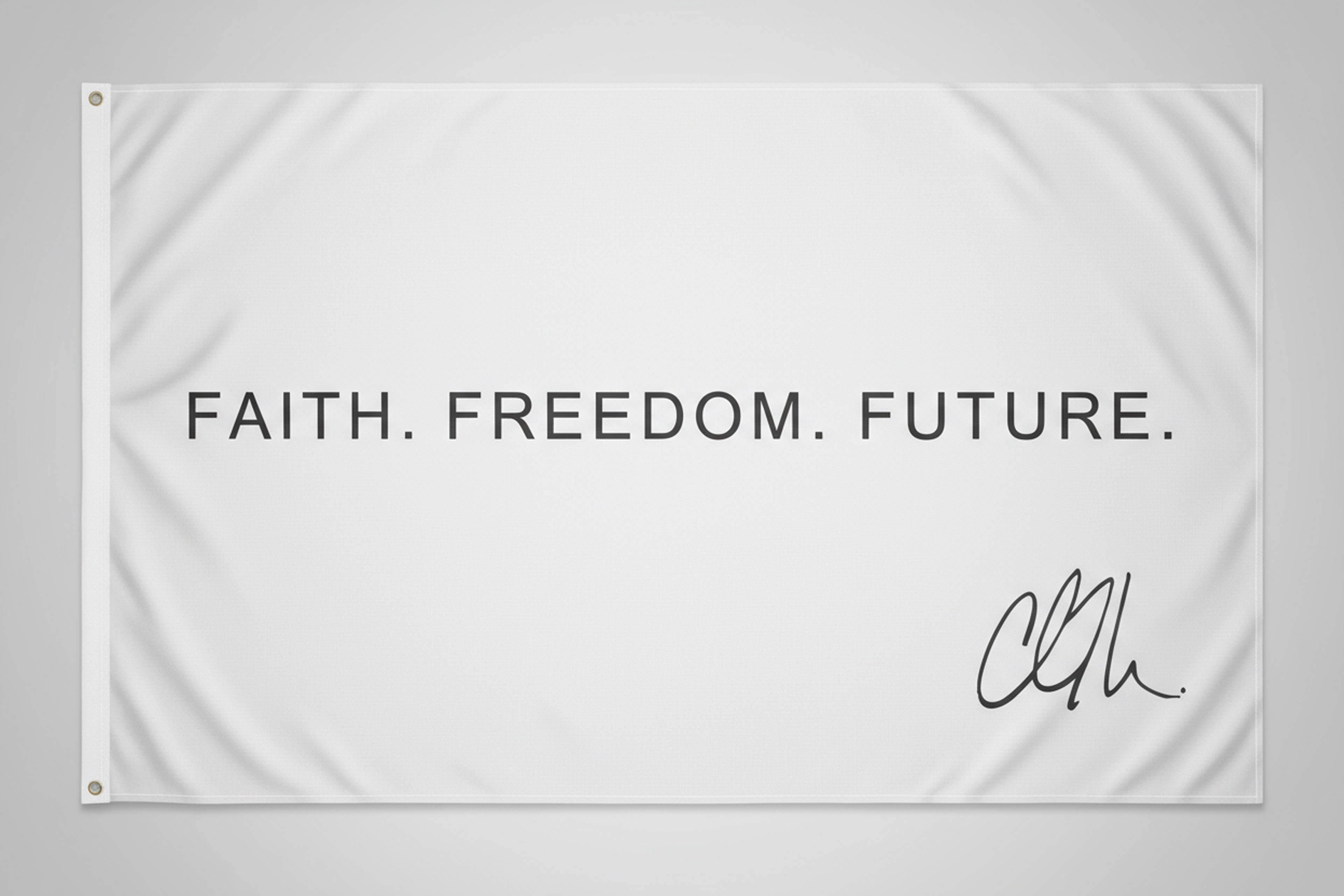 Faith. Freedom. Future. Flag — Minimal Script Edition